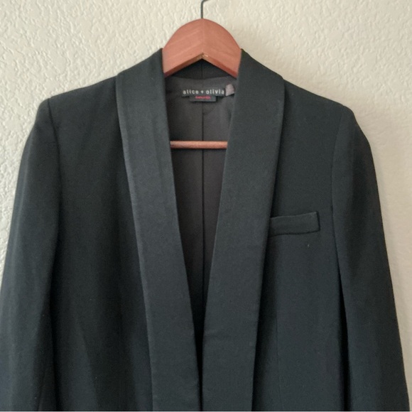 Alice + Olivia Jace Shawl Collar Oversized Fitted Blazer Size XS Black - Picture 2 of 14
